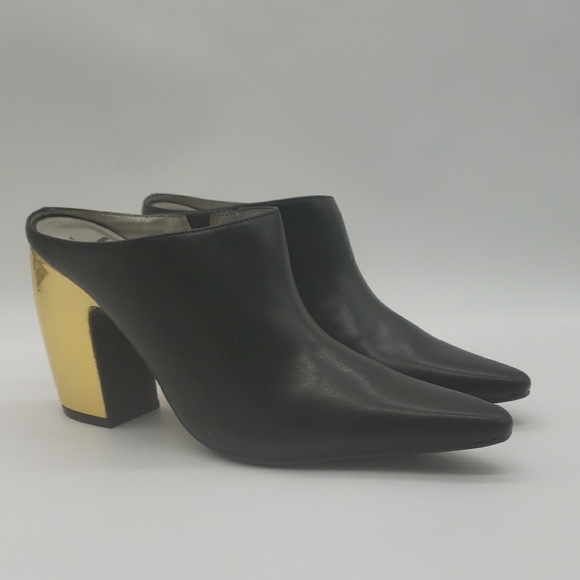 2516- Worthington Wor Nelda Black & Gold Mules Size 9.5 NWT with Box - Picture 2 of 12